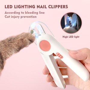 Professional Pet Nail Clippers with Safety Guard and LED Light