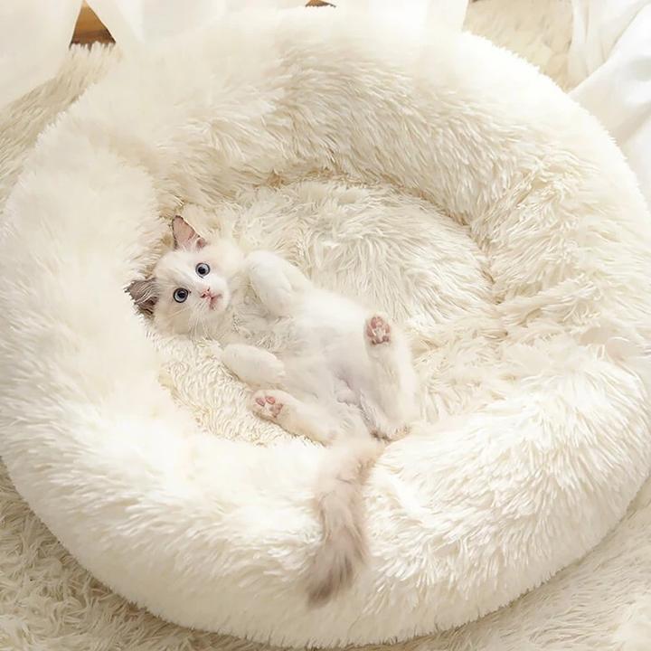 Soft Plush Winter Warm Sleeping Round Fluffy Pet Calming Bed - Image 9