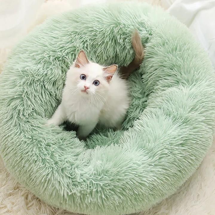 Soft Plush Winter Warm Sleeping Round Fluffy Pet Calming Bed - Image 10