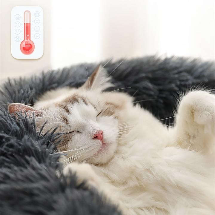 Soft Plush Winter Warm Sleeping Round Fluffy Pet Calming Bed - Image 2
