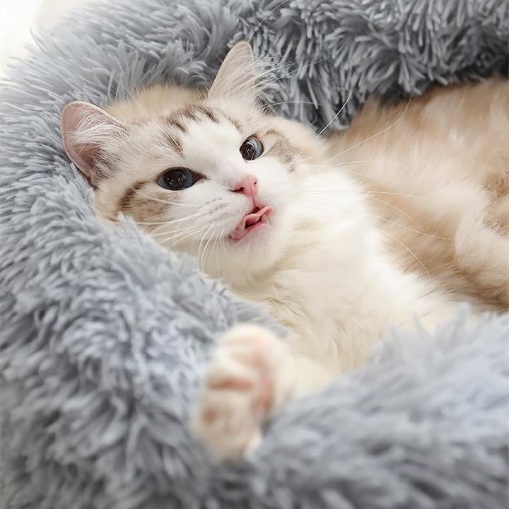 Soft Plush Winter Warm Sleeping Round Fluffy Pet Calming Bed - Image 7