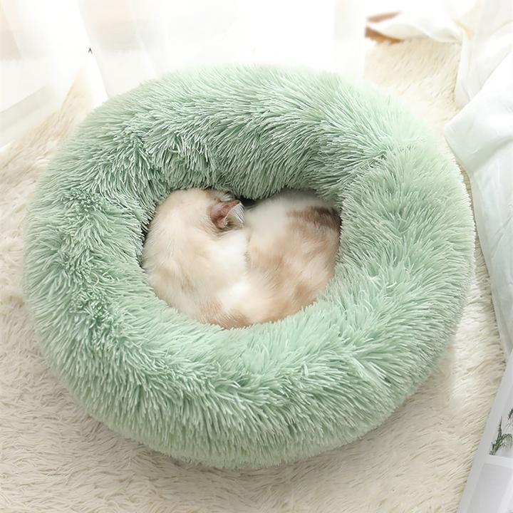 Soft Plush Winter Warm Sleeping Round Fluffy Pet Calming Bed - Image 12