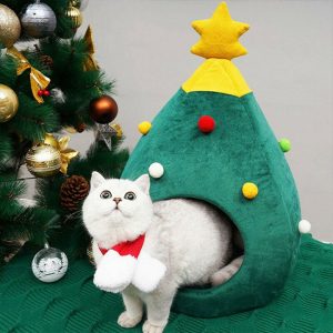Cute Christmas Tree Warm Cat Pet Cave